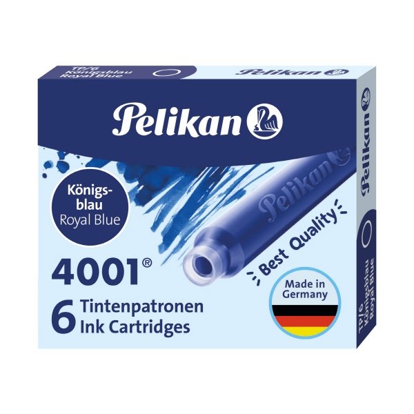 Cartucce per stilografica Pelikan 4001 TP/6 - blu royal cancellabile con il correttore Super Pirat