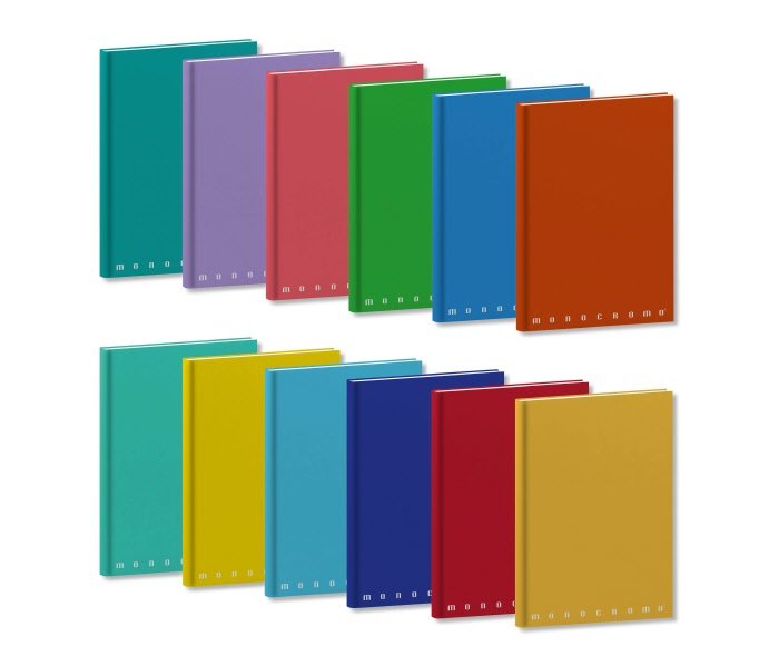 Maxiquaderni cartonati Monocromo  - Rigatura 4M - Quadretto elementari e medie - 80 g - copertine assortite