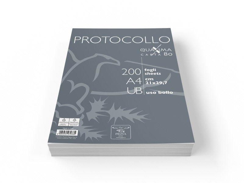 Fogli protocollo Pigna  - Rigatura UB - Uso bollo  - 200 fogli - 80 g
