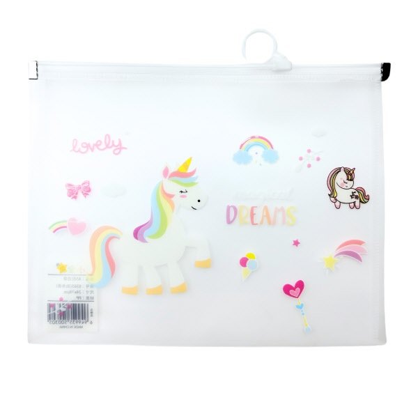 Busta con zip  - pp - A5 - 18x24 cm -  fantasia unicorni