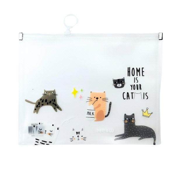 Busta con zip  - pp - A4 - 24x33 cm -  fantasia gattini