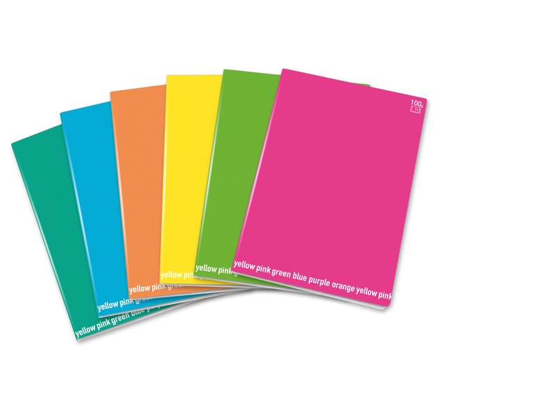Maxiquaderno Happy Color Fluo Alta Foliazione - Rigatura 10 - Quadretto da 1 cm - 100 g - A4 - copertine assortite
