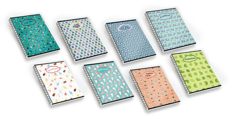 Maxiquaderno Pattern con spirale - Rigatura 1R - Righe - 80 g - A4 - copertine assortite