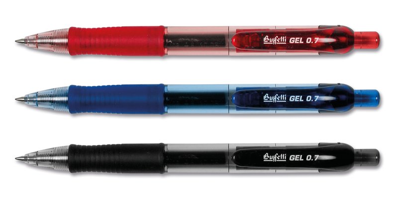 Penna a sfera gel a scatto con safety clip - blu - Tratto fine