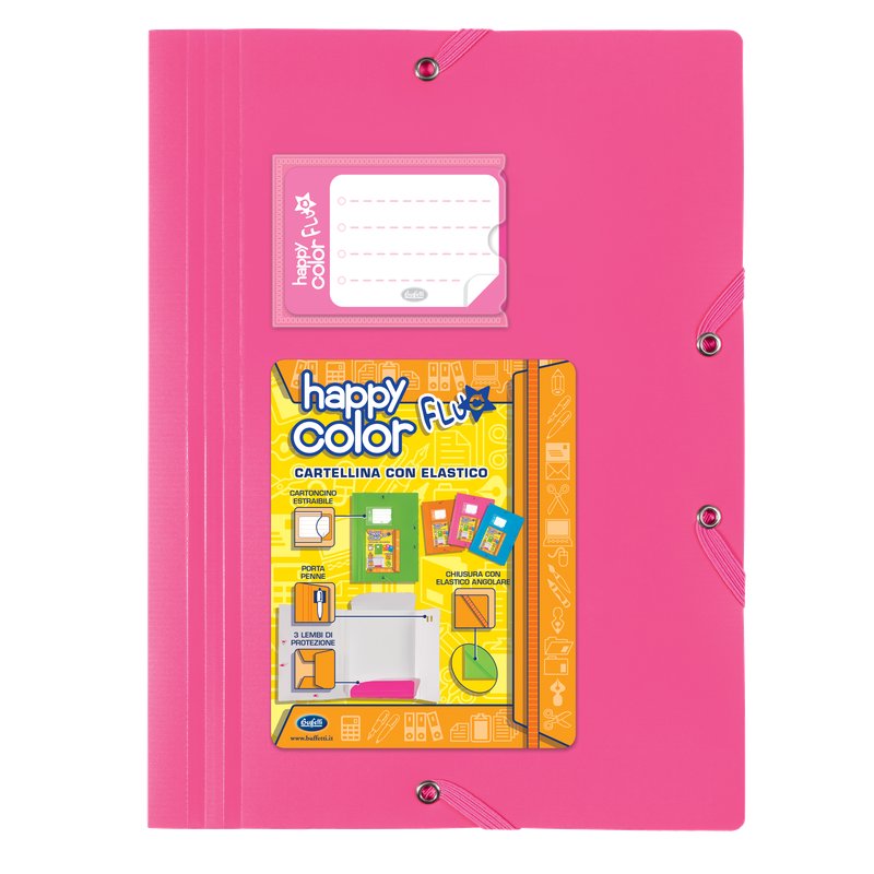 Cartellina con elastico  angolare Happy Color Fluo  - polipropilene - 29,7x21 cm  - colori assortiti