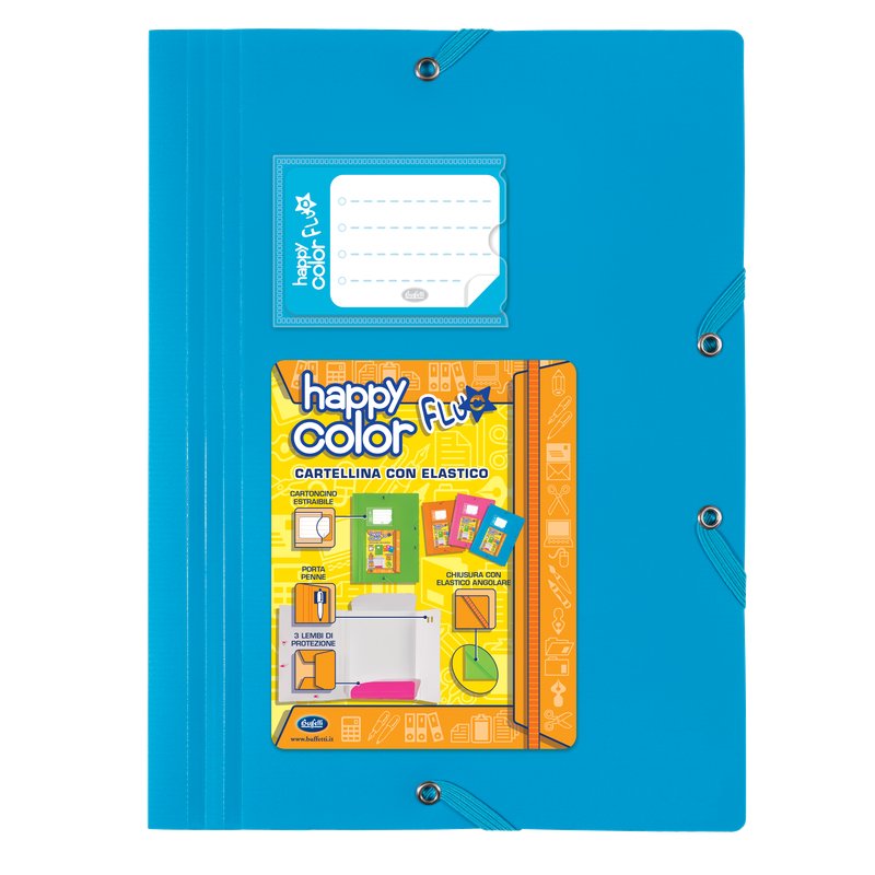 Cartellina con elastico  angolare Happy Color Fluo  - polipropilene - 29,7x21 cm  - colori assortiti