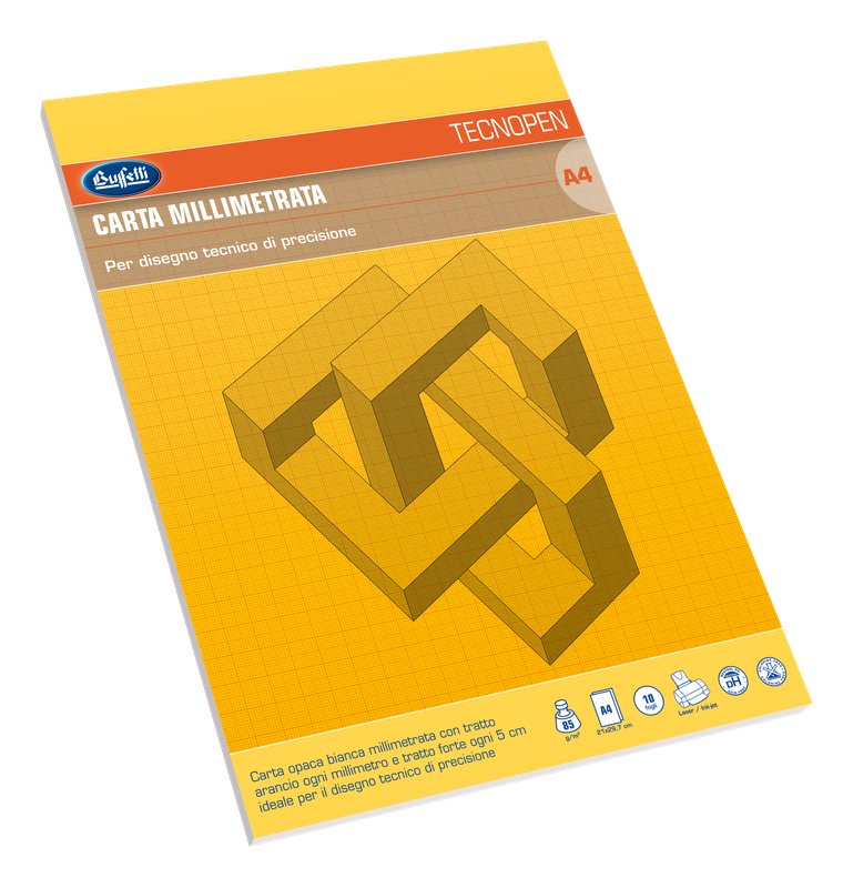 Blocco carta millimetrata Tecnopen - 29,7x42 cm - 10 fogli - 85 g