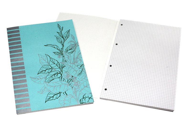 Blocco collato I Love Green - Rigatura 5M - Quadretto da 5mm - carta riciclata 100% - 80g - A5- copertine assortite