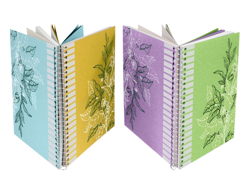 Blocco notes 2in1 con spirale I love green - carta riciclata - 18x25 cm - colori assortiti