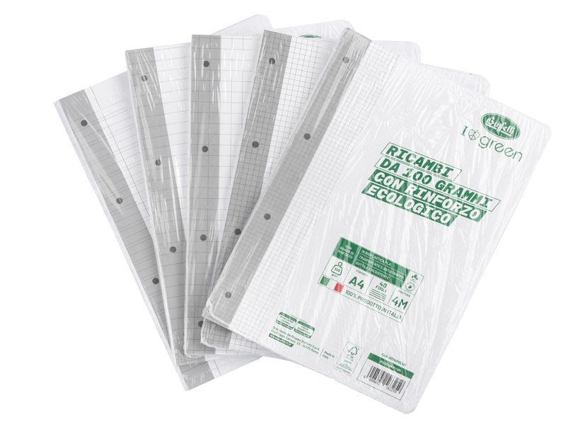 Ricambi rinforzati I love green - 100 g - banda ecologica - Rigatura B - Righe 3a elementare