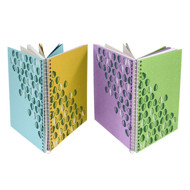 Blocco notes 2in1 con spirale I love green - carta riciclata - 18x25 cm - colori assortiti