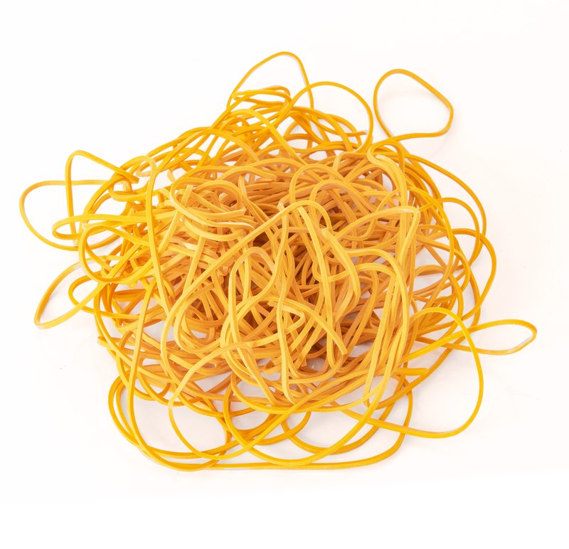 Elastici in gomma gialla - Misura ø 80 mm - scatolina da 100g