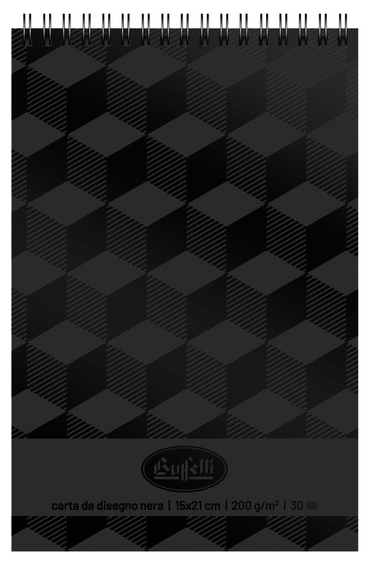 Album Black - spiralato lato corto - formato A5 150x210 mm - 30 fogli - 200 g
