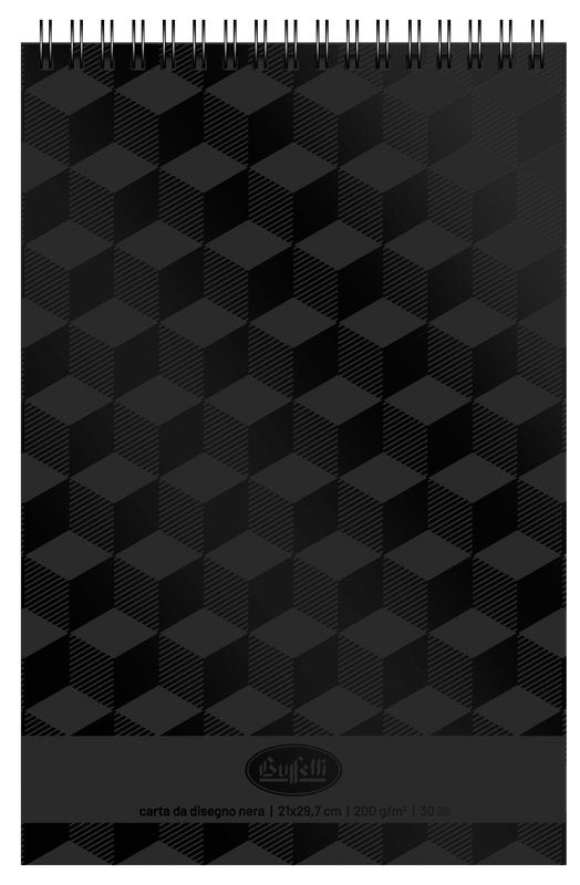 Album Black - spiralato lato corto - formato A4 210x297 mm - 30 fogli - 200 g