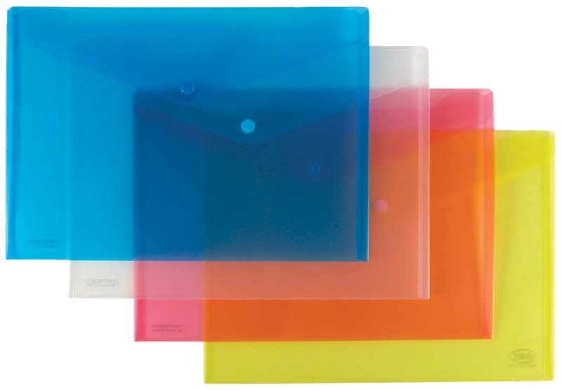 Buste con bottone - polipropilene trasparente - 29,7x21 cm - rosso