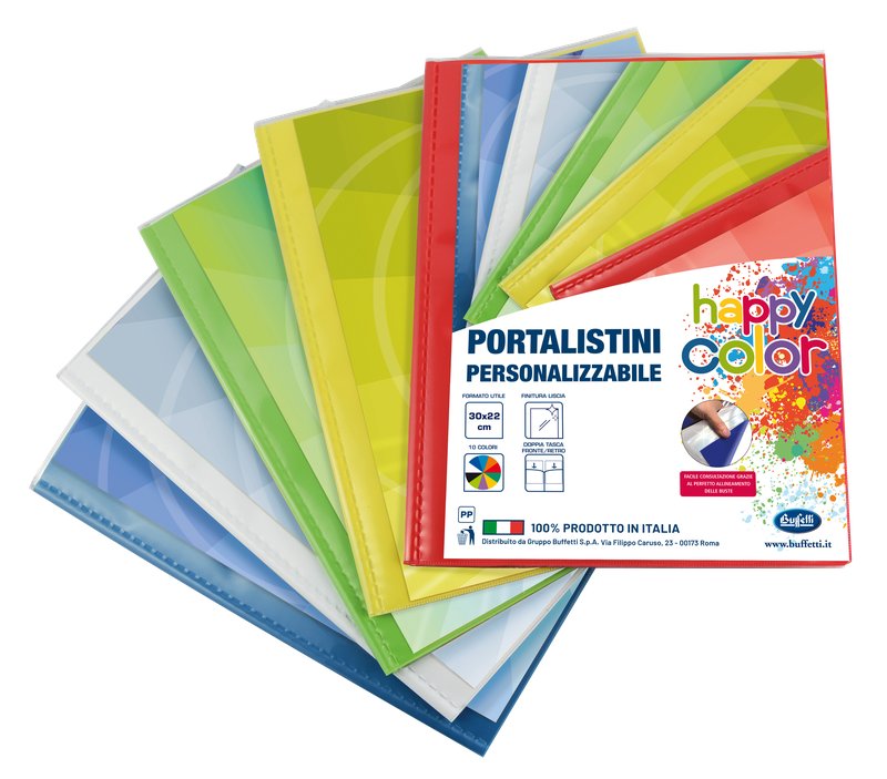Portalistini personalizzabile Happy Color  - polipropilene - 20 buste - colori assortiti