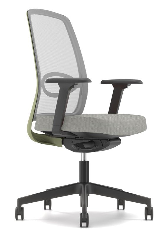 Sedia operativa Nice - base bianca, struttura schienale bianca rete e sedile blu navy