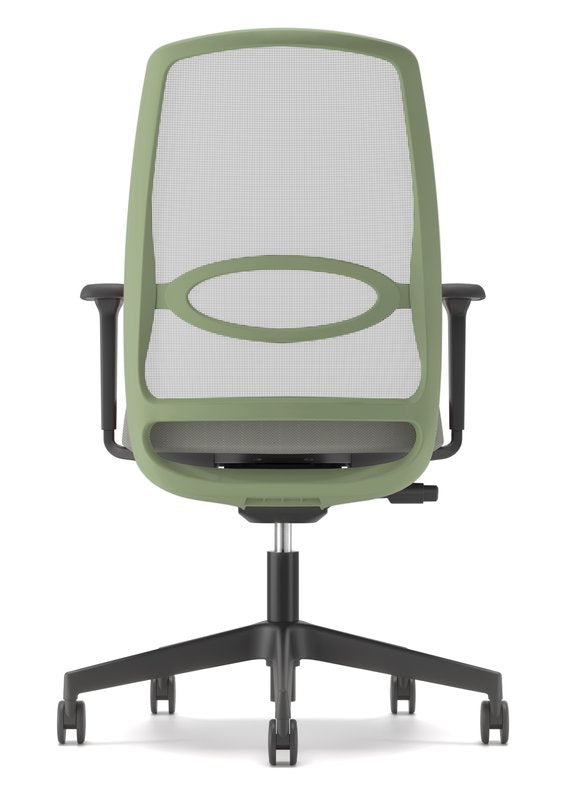 Sedia operativa Nice - base bianca, struttura schienale bianca rete e sedile blu navy