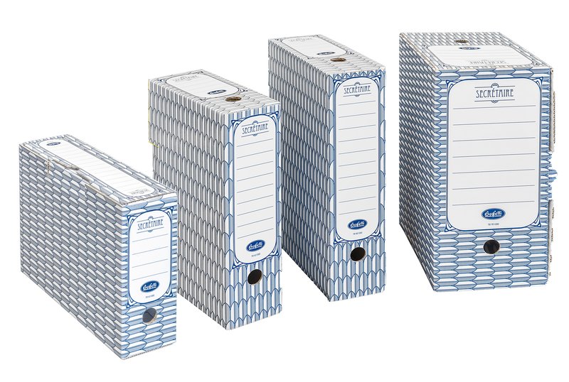 Scatola archivio  Secretaire - Dorso 9 cm - 35x25 cm -  Protocollo - blu