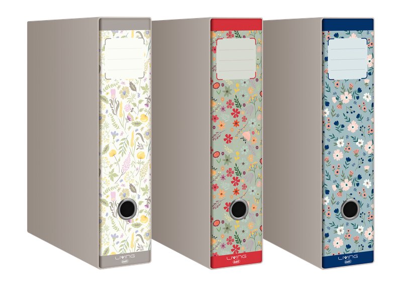 Raccoglitore Living Fiori c/custodia - Formato protocollo - Dorso 8 cm - fantasie assortite