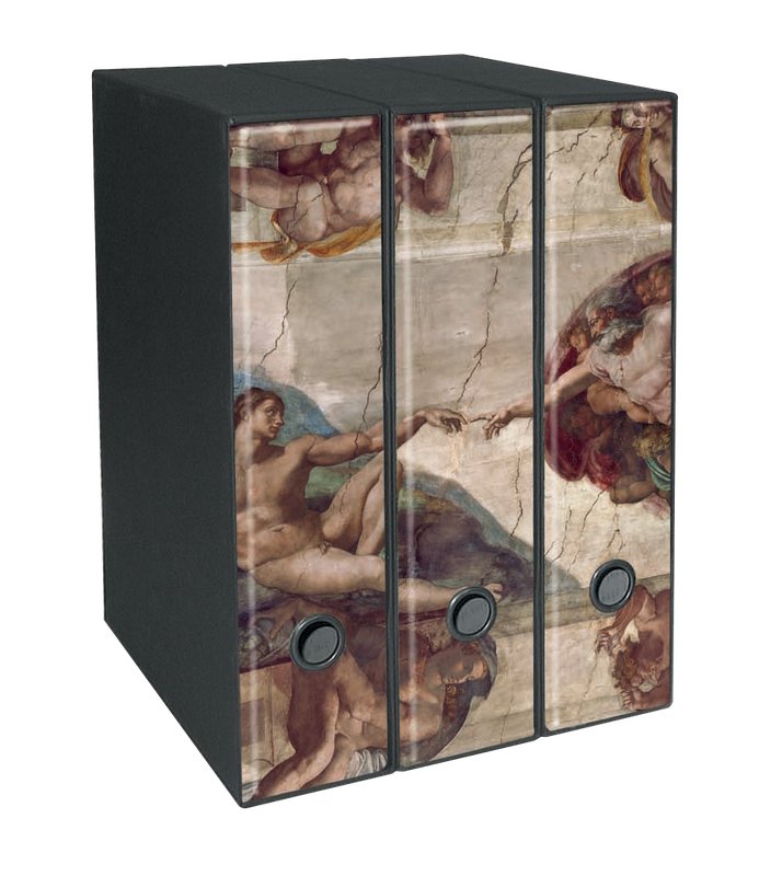 Set 3 raccoglitori  Image - Formato Protocollo - Dorso 8 cm - Michelangelo Buonarroti -  Creazione di Adamo (prima del restauro)