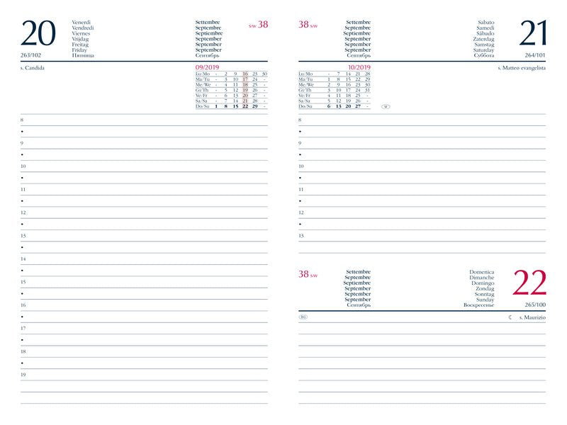 Agenda giornaliera 12 mesi - 2027 - 11x16,5 cm - sab/dom accoppiati - turchese