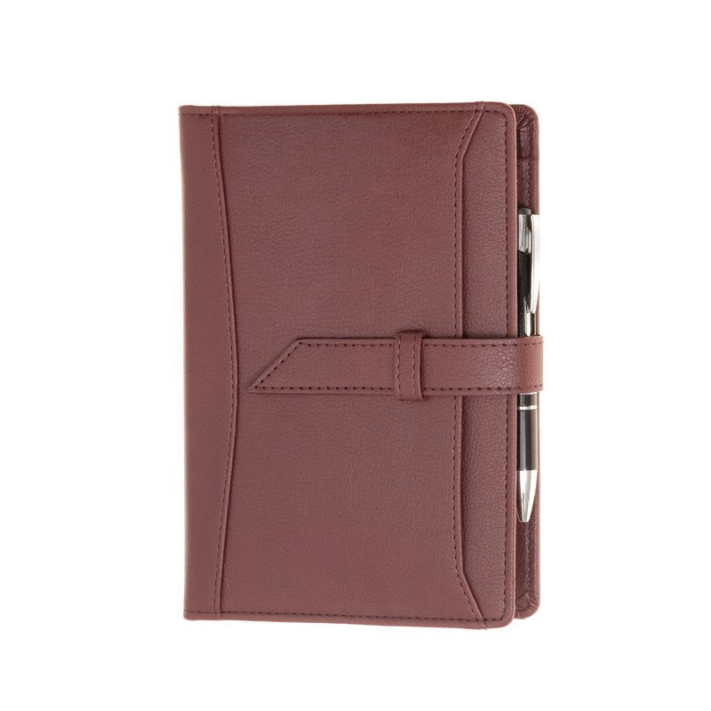 Agenda organizer ad anelli in similpelle, linguetta di chiusura - formato medio - bordeaux