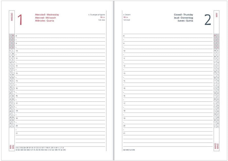 Agenda giornaliera 12 mesi - 2026 - 17,1x24 cm - blu