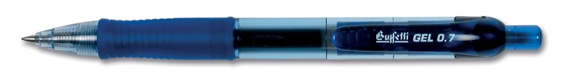 Penna a sfera gel a scatto con safety clip - blu - Tratto fine