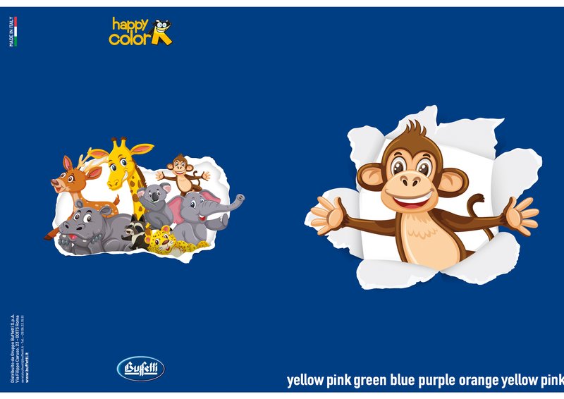 Maxiquaderno HAPPY COLOR KIDS - Rigatura 0Q - Quadretto da 5mm con margine - 80 g - A4 - copertine assortite
