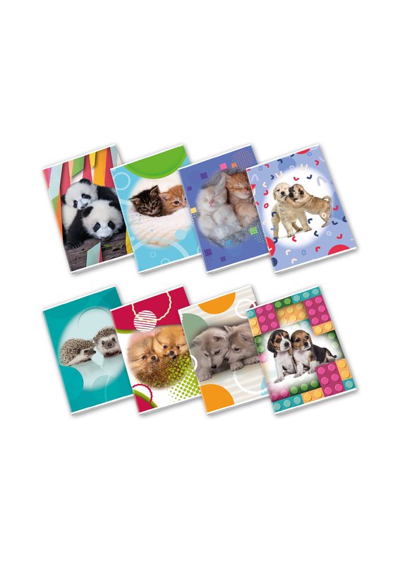 Maxiquaderno PUPPY - Rigatura 1R - Righe - 80 g - A4 - copertine assortite