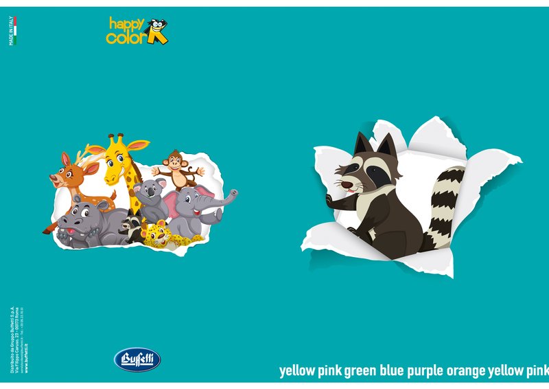 Maxiquaderno HAPPY COLOR KIDS - Rigatura 5M - Quadretto da 5mm - 80 g - A4 - copertine assortite