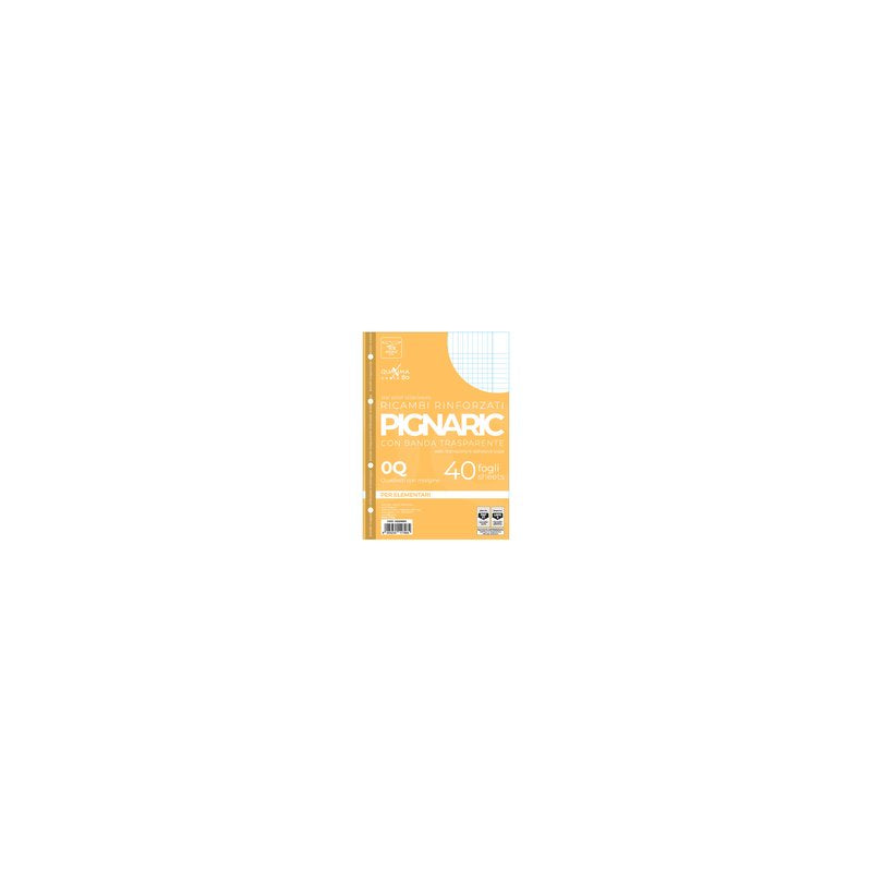 Confezione da 40 fogli PIGNARIC rinforzati  - 0Q - Quadretto da 5mm con margine