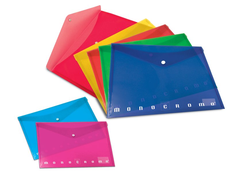 Busta trasparente con bottone MONOCROMO PPL - 21x29,7 cm