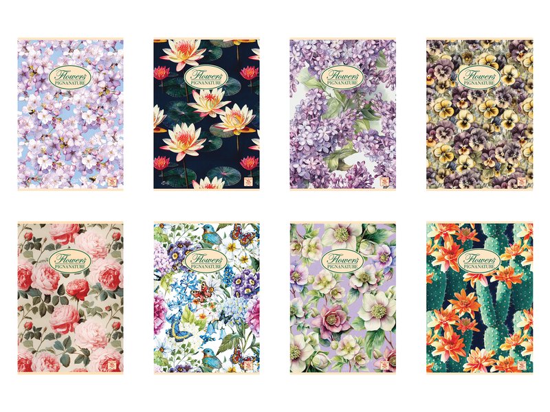 Maxi Quaderno Nature Flowers -  carta Riciclata - 0C - Righe con margine