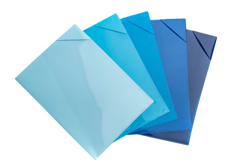 Cartelline ad L con chiusura angolare - pp glossy - SFUMATUREdi - 5 sfumature di blu - 30x22 cm - conf. 5 pz