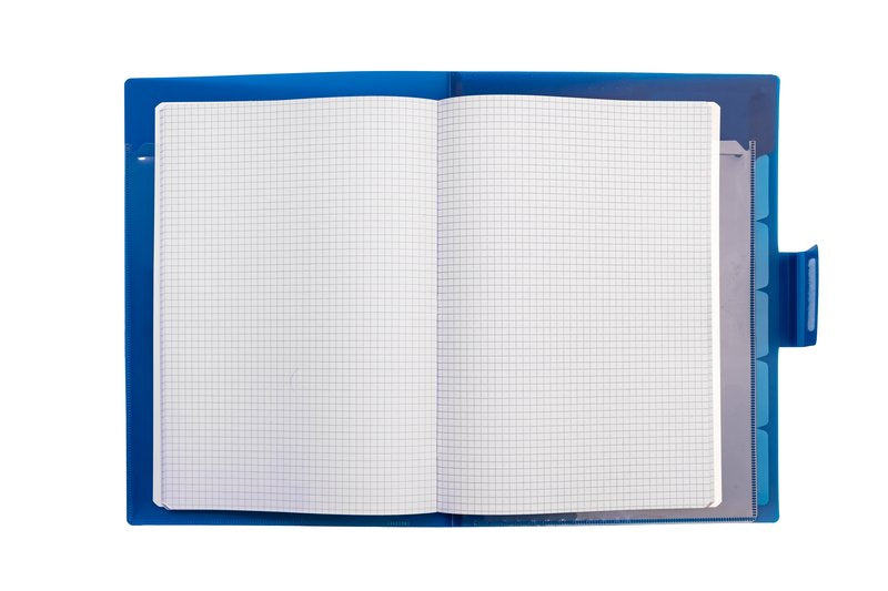 Classificatore a soffietto SFUMATUREdi - polipropilene - 6 scomparti - 2 tasche interne - 21x29,7 cm - chiusura con velcro - blu