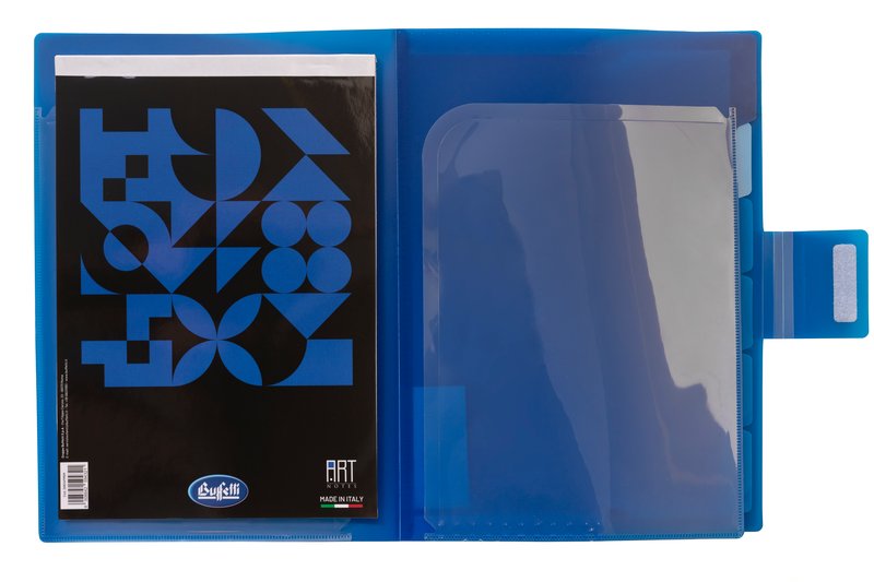 Classificatore a soffietto SFUMATUREdi - polipropilene - 6 scomparti - 2 tasche interne - 21x29,7 cm - chiusura con velcro - blu