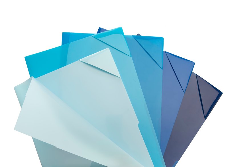 Cartelline ad L con chiusura angolare - pp glossy - SFUMATUREdi - 5 sfumature di blu - 30x22 cm - conf. 5 pz