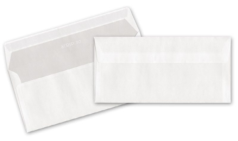 Buste commerciali senza finestra - Chiusura taglio a trapezio - 11x23 cm 70 g - conf. 50 pz.