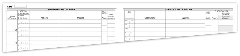 Registro Protocollo Corrispondenza in arrivo e in partenza (tracciato su 2 pagine) - 200 pagine - 31x24,5 cm