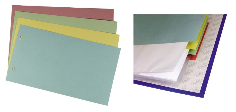 Divisori orizzontali - Cartoncino - 100 pz neutri senza tasti - 14x25 cm - verde