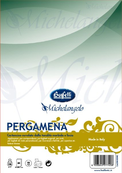 Conf. 50 ff cartoncino pergamena - liscio avorio - A4 - 190 g