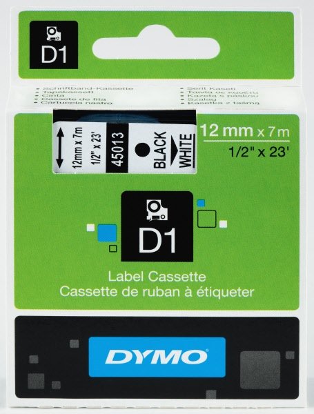 Nastri Dymo D1 - permanente - 12 mm x 7 m - bianco / nero