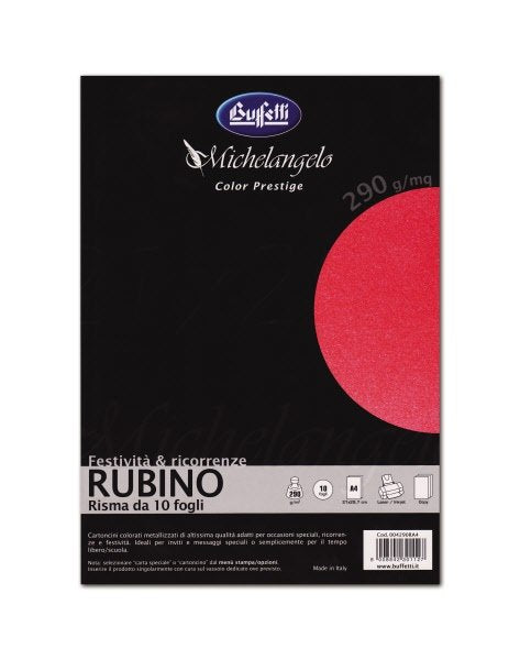 Michelangelo Color Prestige - cartoncini  metallizzati - A4  250 g - rubino