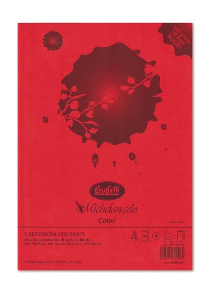 Carta e cartoncini Michelangelo Color  A4 - risma da 50 fogli 160g  - colori forti - scarlatto