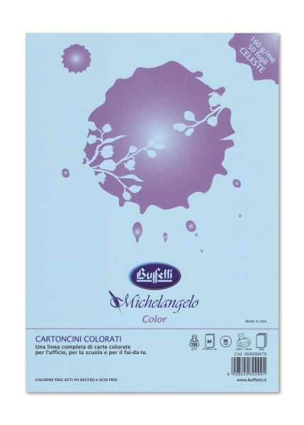 Carta e cartoncini Michelangelo Color  A4 - risma da 100 fogli 80g - colori tenui - celeste