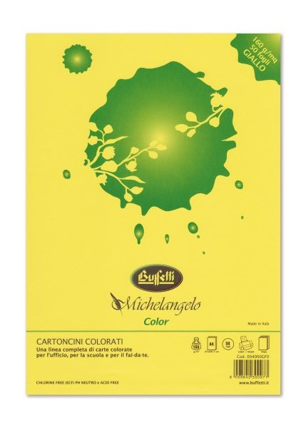 Carta e cartoncini Michelangelo Color  A4 - risma da 50 fogli 160g - colori forti - giallo