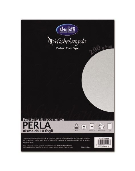 Michelangelo Color Prestige - cartoncini  metallizzati - A4  250 g - perla