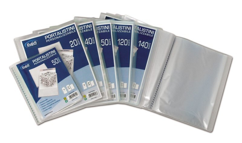 Portalistini  personalizzabile - Polipropilene - 10 buste - 30x22 cm - bianco trasparente